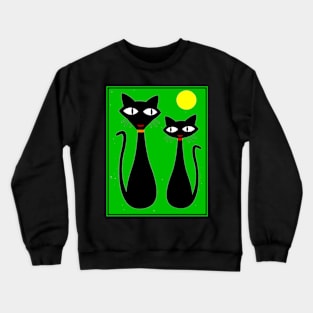 Cat Couple Abstract Whimsical Surreal Print Crewneck Sweatshirt